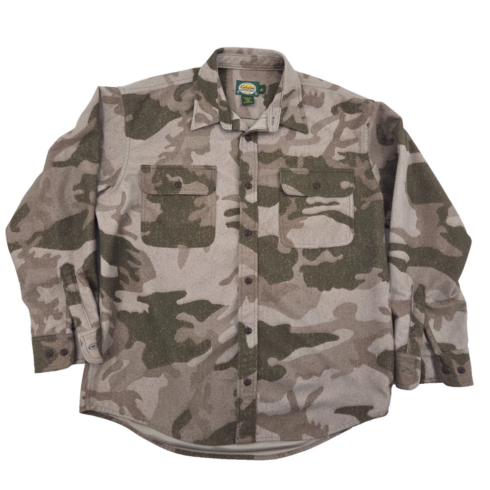 Cabelas Camo Button Down Shirt Mens Large L Long Sleeve Hunting Outdoor Woven